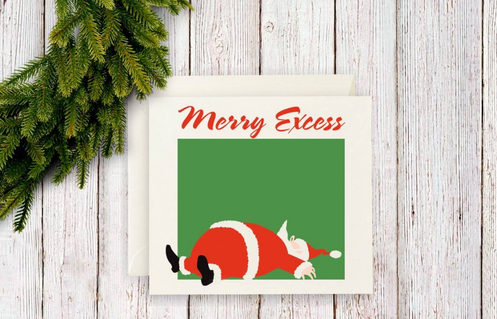 Merry Excess screenprinted card