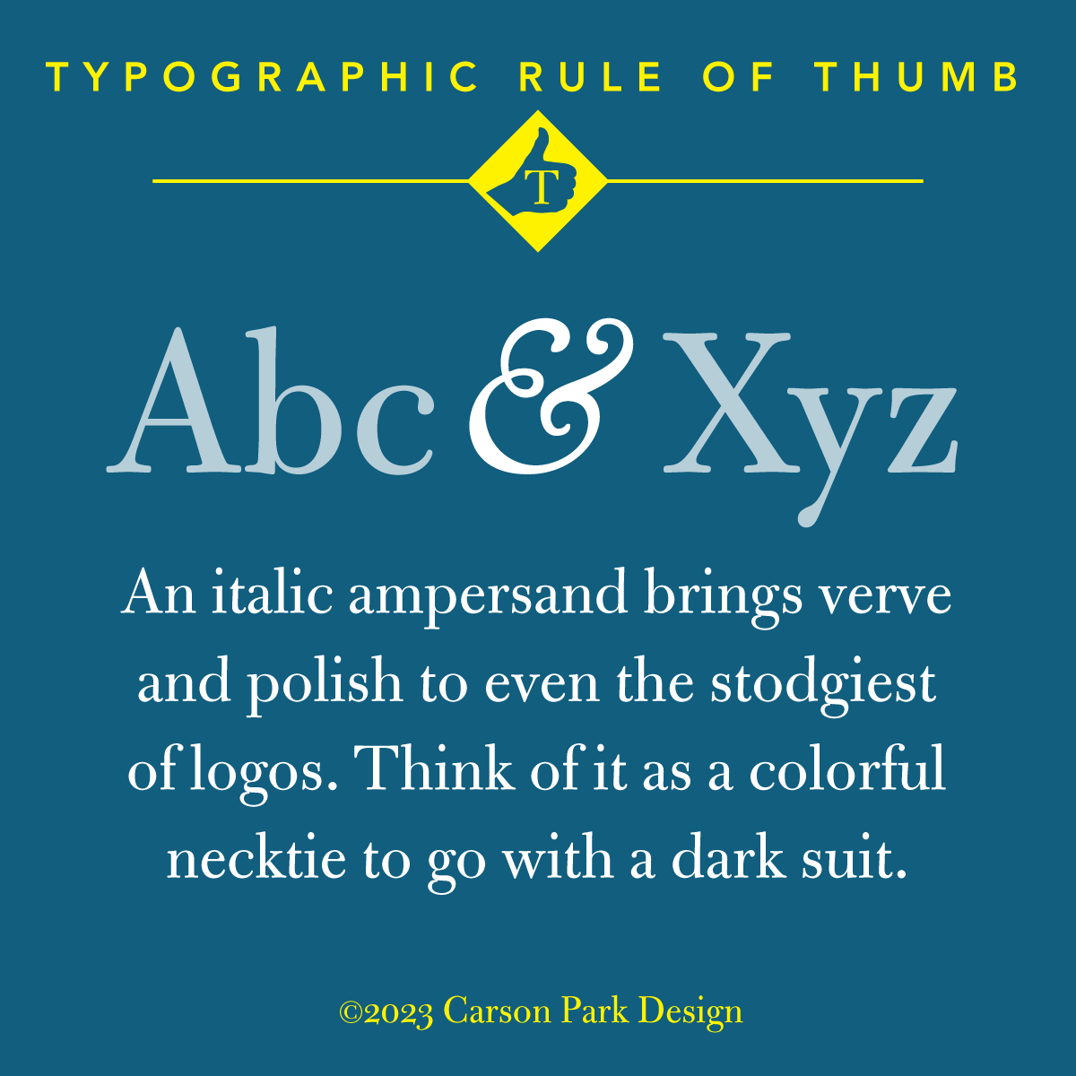 Italic ampersands add verve to a stodgy logo, like a colorful necktie with a dark suit.