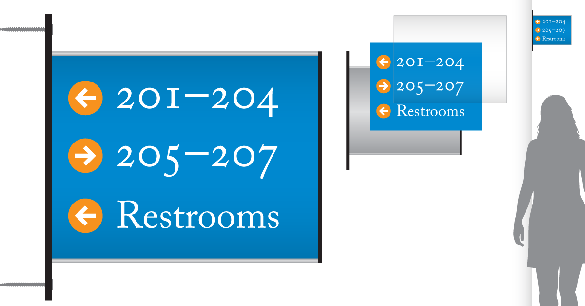 cantilevered, two-sided, changeable directional signs