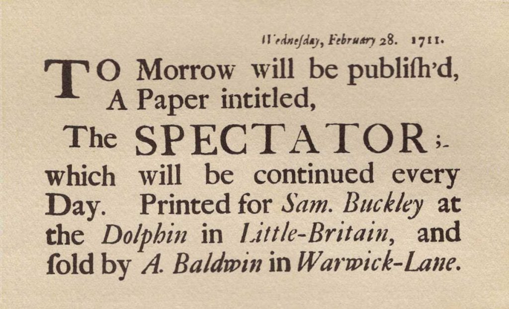 handbill advertisement for The Spectator